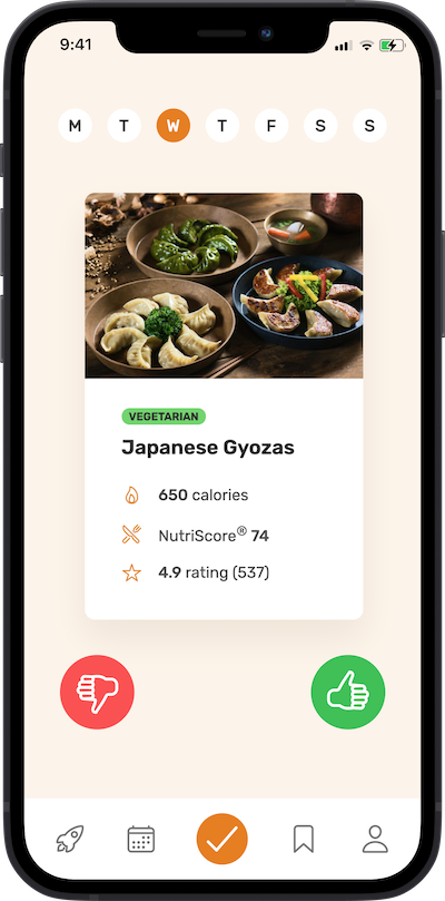 iPhone app
                        meal approving plan screen